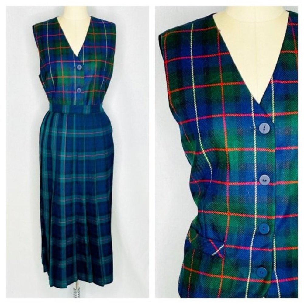Vintage Y2K Plaid Androgyny Unisex Wool Vest Size Medium Holiday Party Academia
